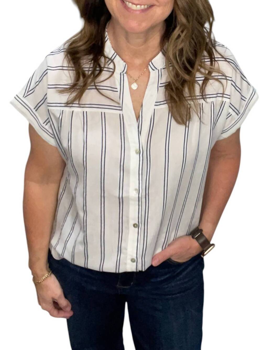 NEW VINE & LOVE pin striped shirt in navy
